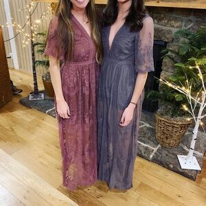 Wishlist Long Sleeve Lace Dress in Mauve